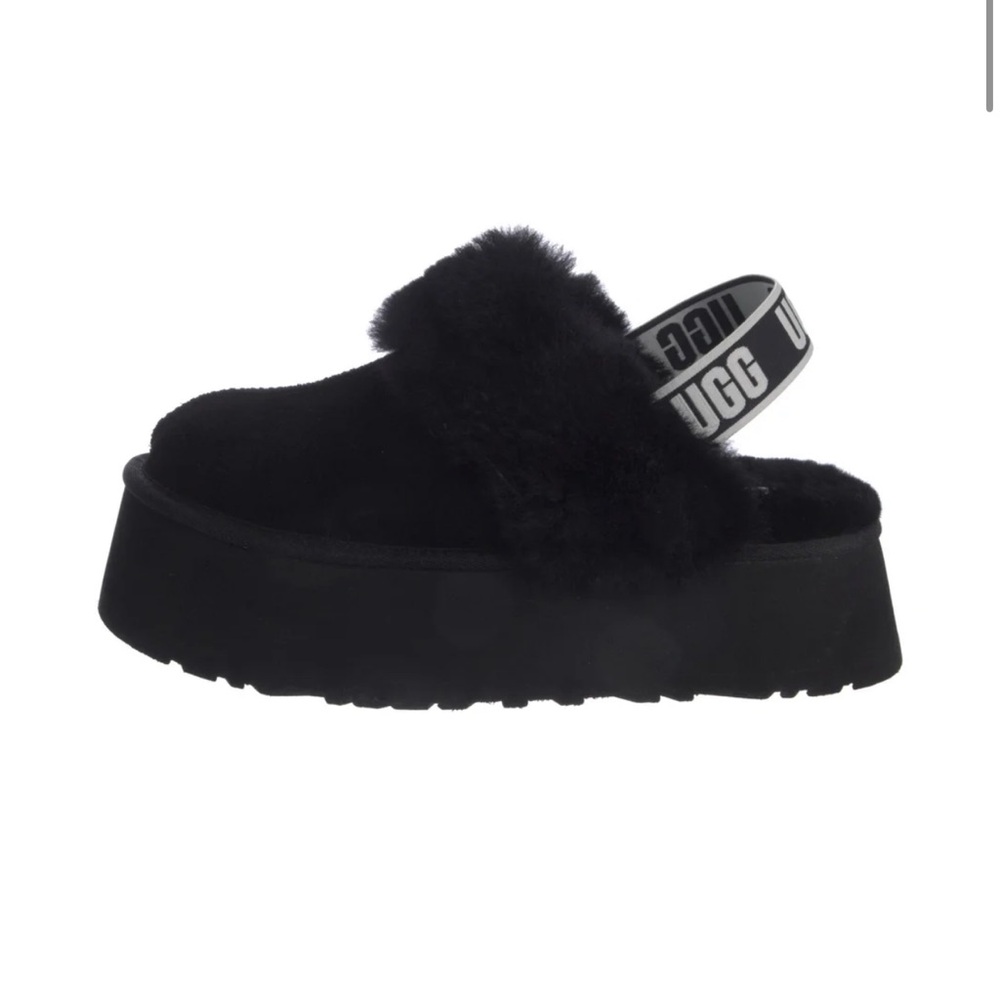UGG Black Fuzzy Platform Slip-Ons
